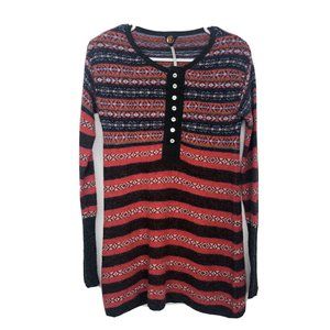 Free People Vintage Fair Isle Nordic Henley Sweater Tunic